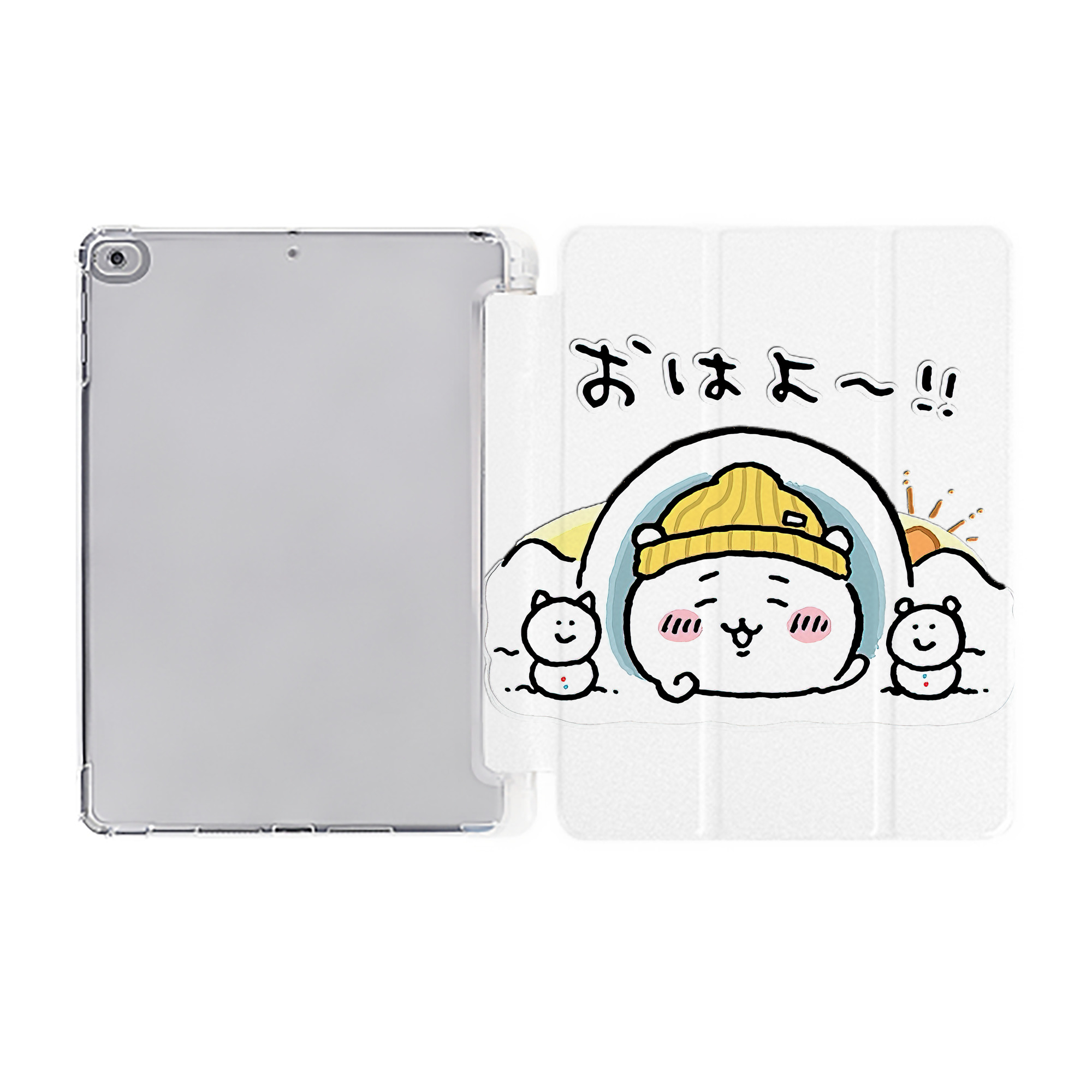 （画像用） ちいかわ ちいかわ Chii-kawa chiikawa IPad ケース ペン収納付き 三つ折りスタンド PUレザー×シリコン 対応機種9.5/10.5/10.9インチ